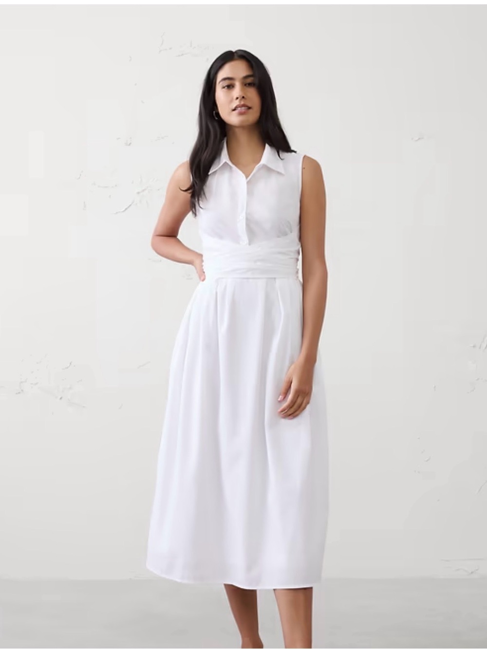 Poplin Wrapped Midi Shirtdress